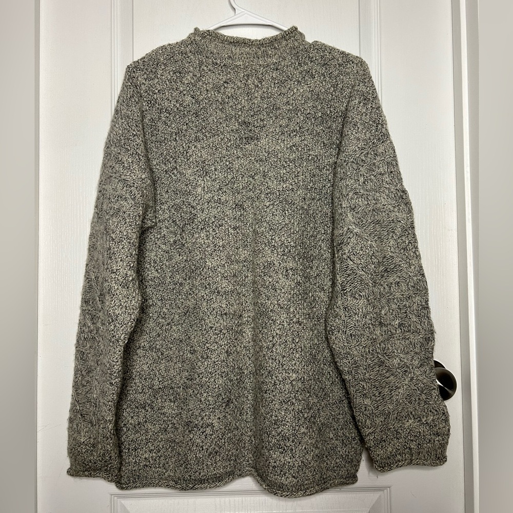 VTG Tuscan Wool Speckle Sweater Cable Knit Academia Mock Neck Mens M Pullover